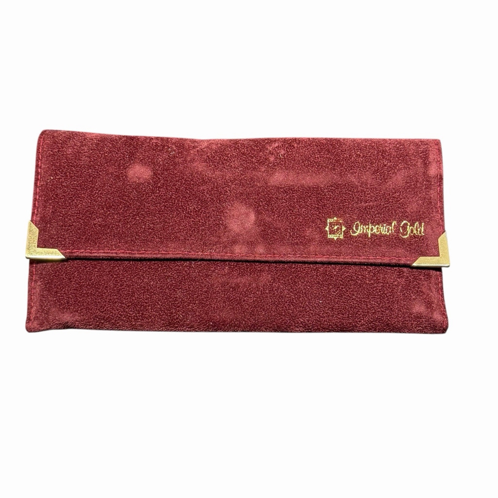 Vintage Imperial Gold Red Suede Velvet Pouch Clutch Wallet Case
